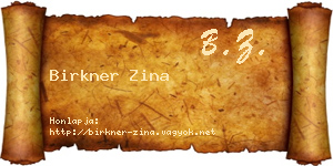 Birkner Zina névjegykártya